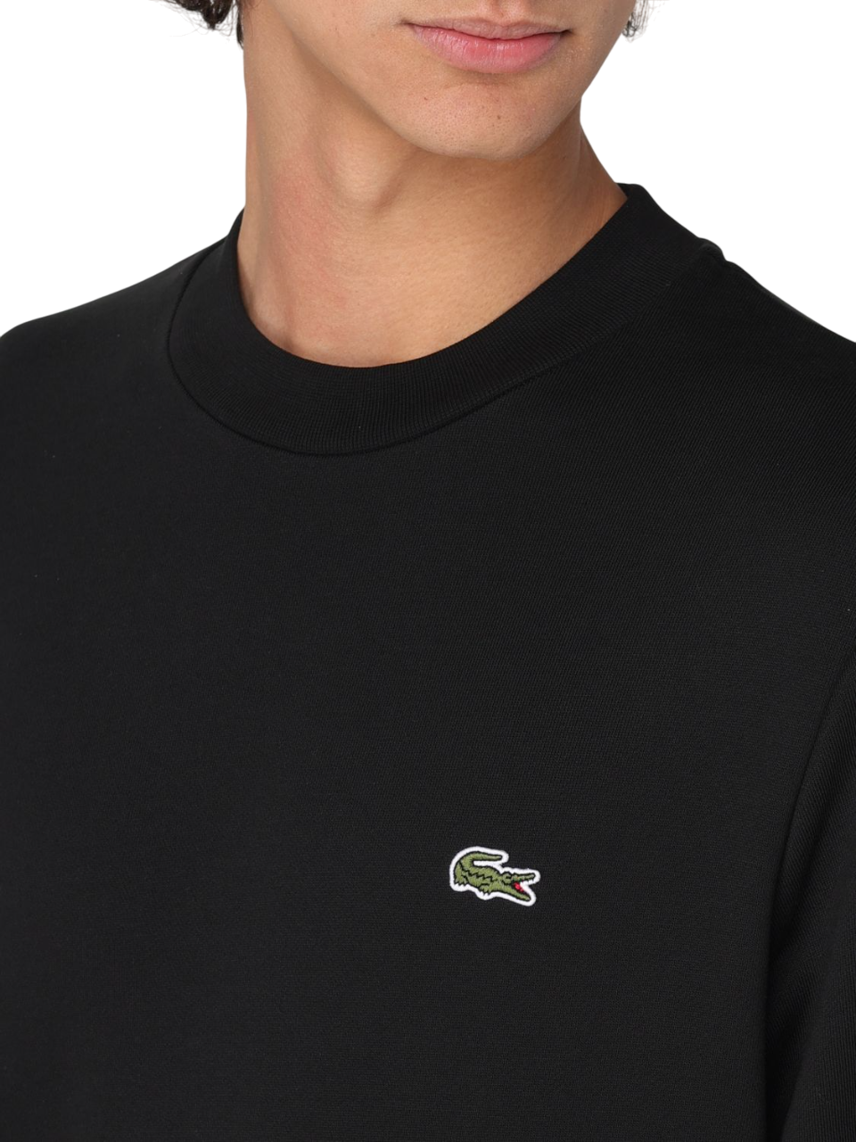 Lacoste felpa girocollo in cotone nero