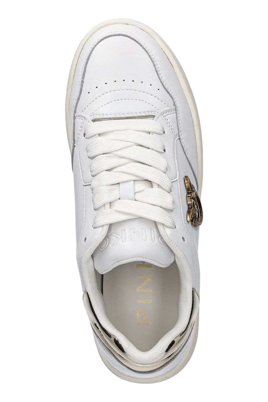 Pinko sneakers Mandy in pelle bianco oro