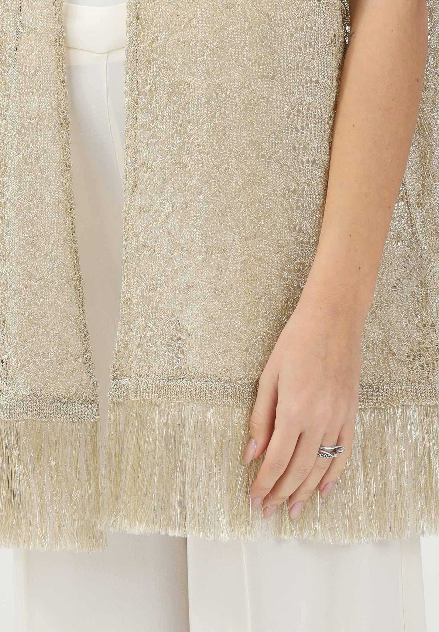 Simona Corsellini cardigan in maglia lurex traforata oro