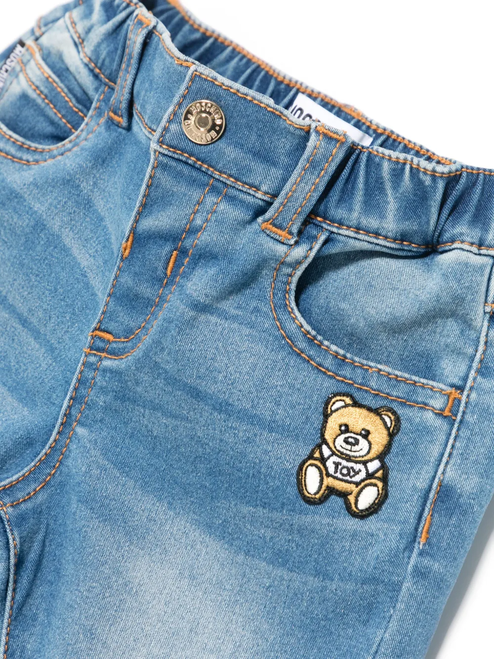Moschino jeans neonato con patch orsetto lavaggio blu
