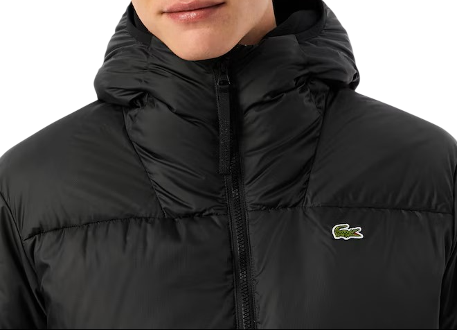 Lacoste piumino impermeabie con cappuccio nero