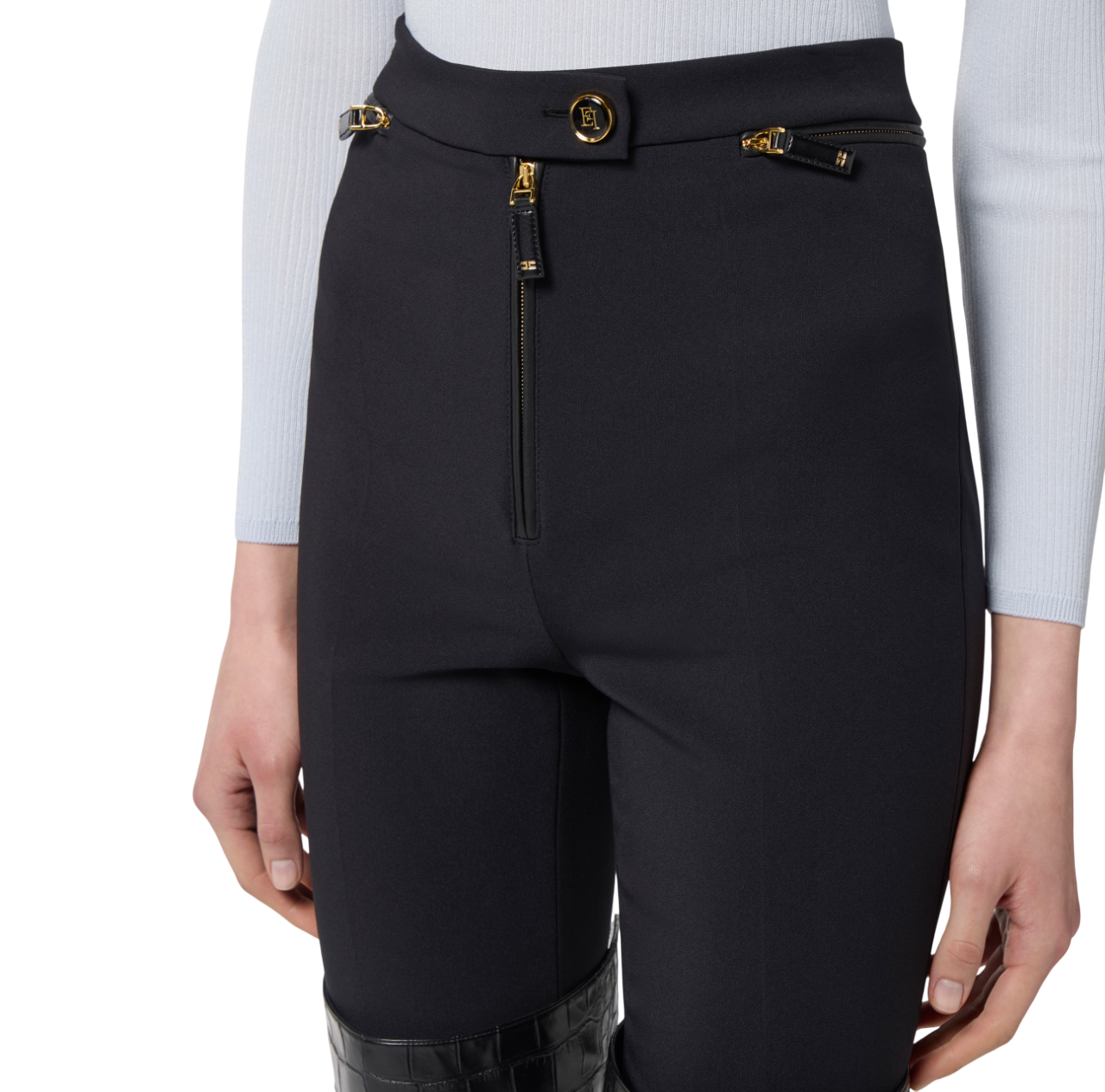 Elisabetta Franchi pantaloni slim in crepe nero