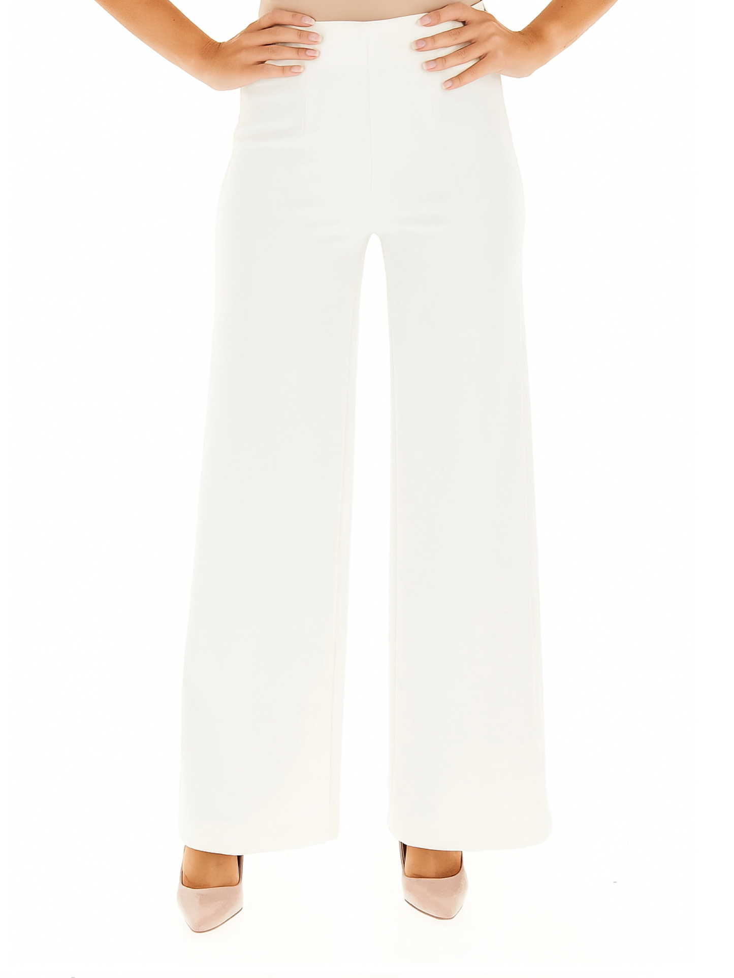 Vicolo pantaloni palazzo in crepe panna