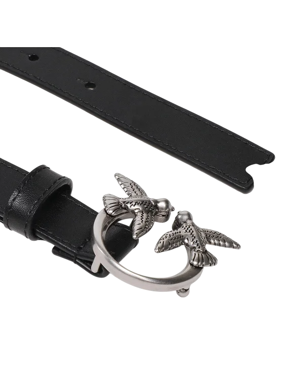 Pinko cintura Love Berry h2 in pelle nero argento
