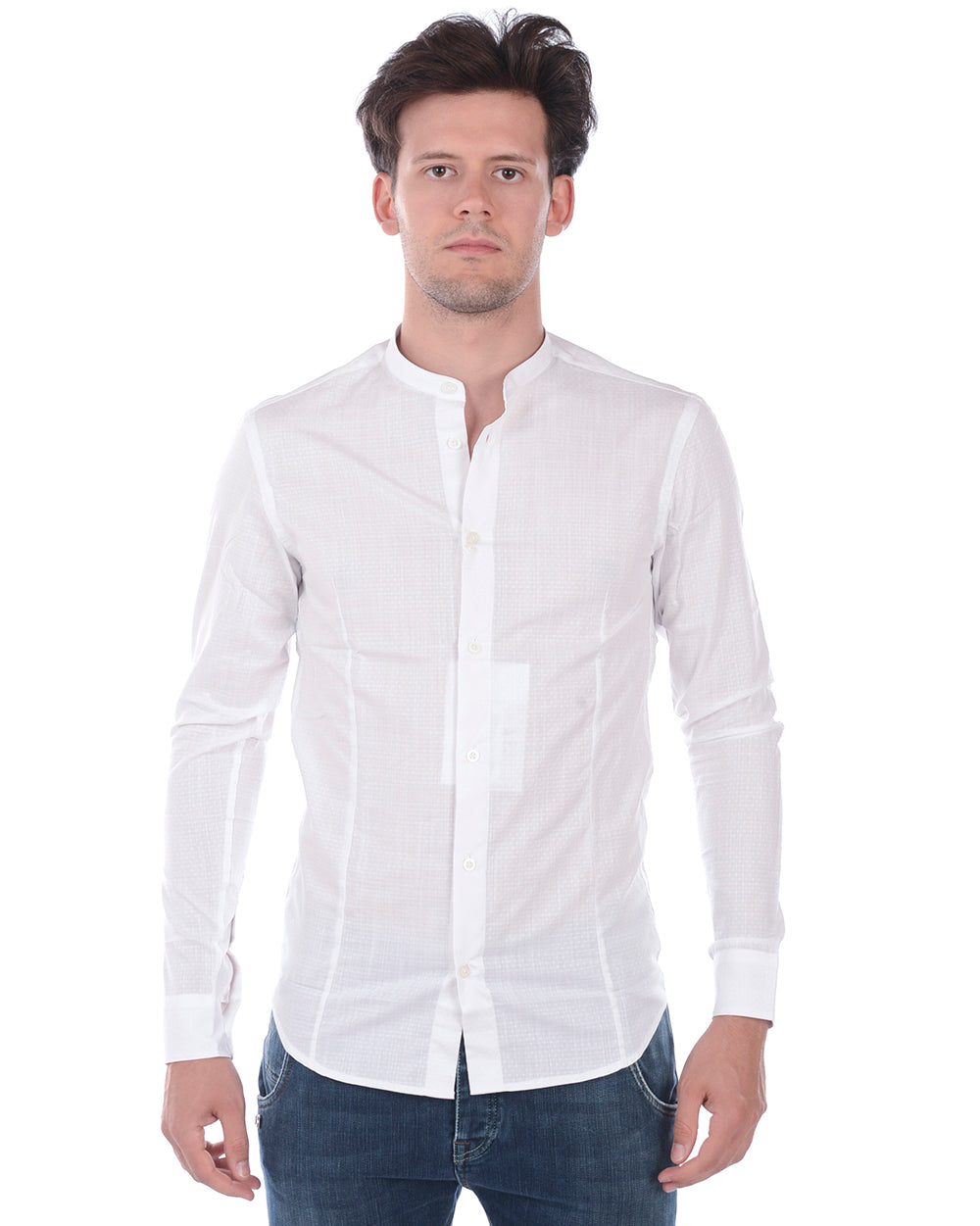 Camicia Daniele Alessandrini Slim Fit in Lino e Cotone - mem39