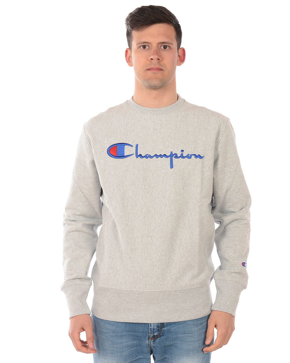 Felpa Champion Grigio Medio con Maniche Lunghe - mem39