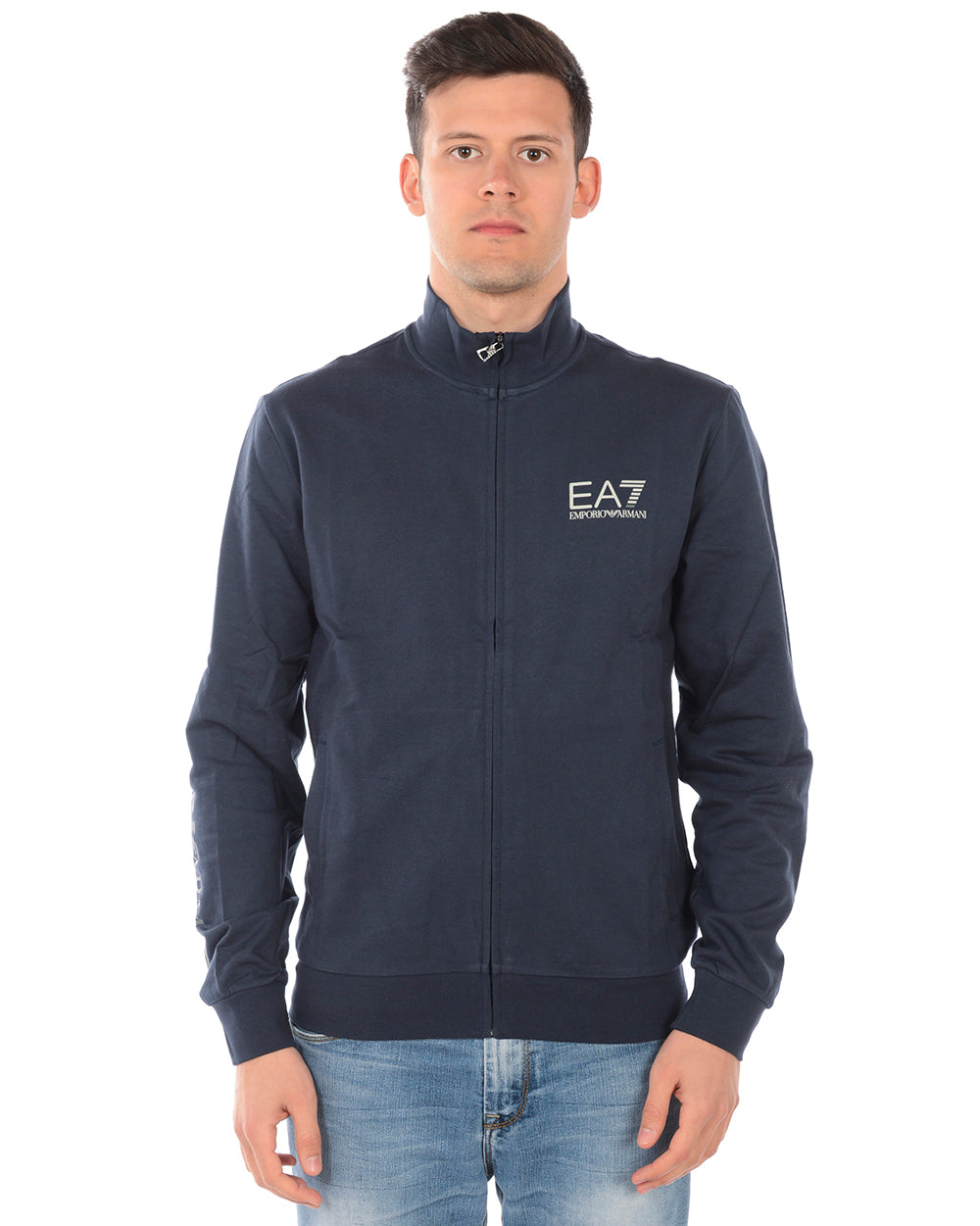 Felpa EA7 Emporio Armani Grigio Scuro con Zip - mem39