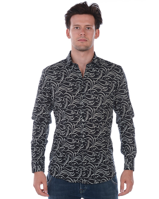 Camicia in Cotone Nero Daniele Alessandrini - mem39