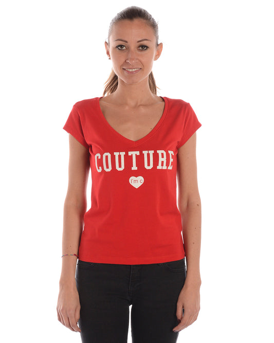 T-shirt I'M C COUTURE Collo a V XS Rosso - mem39