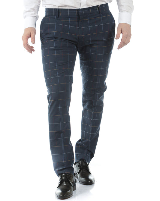 Pantaloni Daniele Alessandrini Blu 52 - Cotone e Lino - mem39