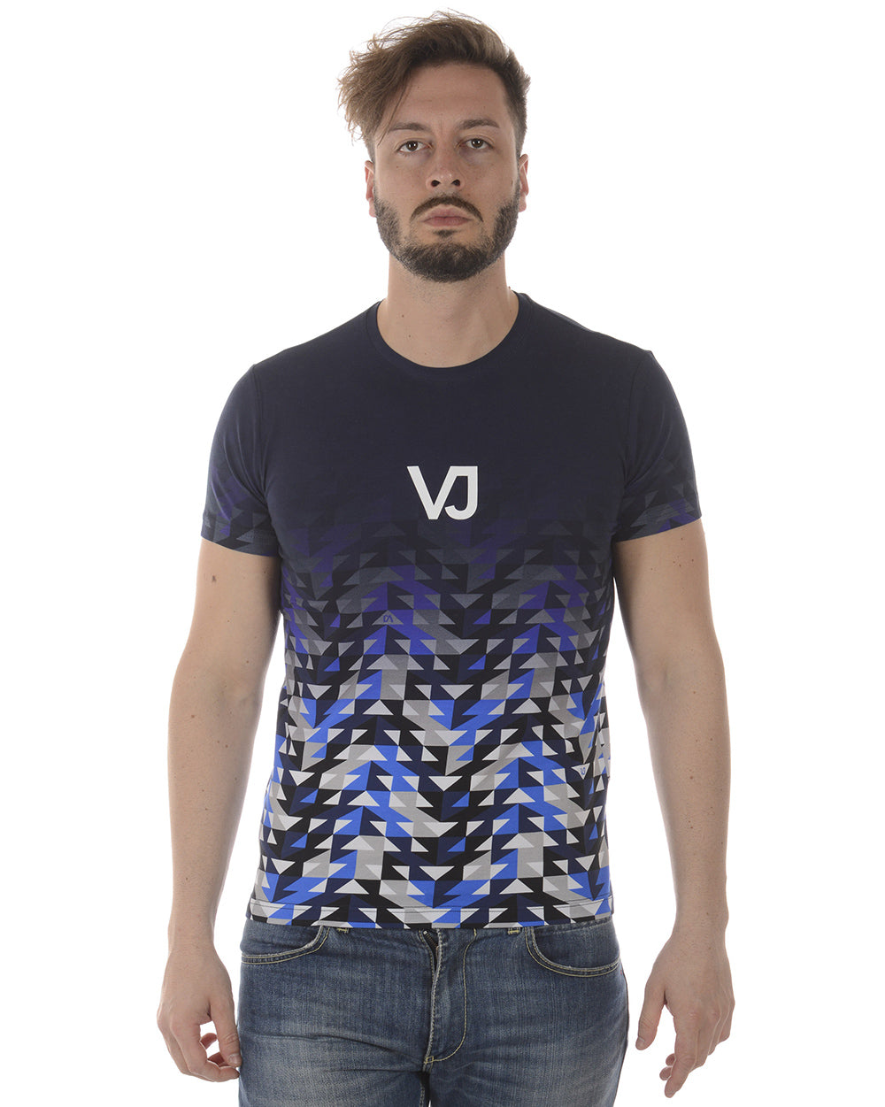 T-shirt Versace Jeans Blu Slim in Cotone ed Elastan - mem39