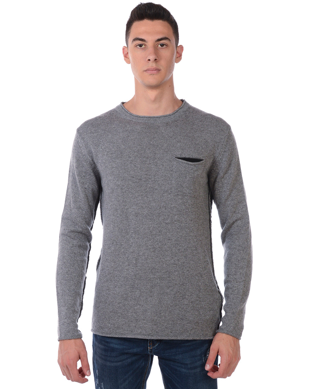 Maglia Lana Cashmere Daniele Alessandrini Grigia - mem39