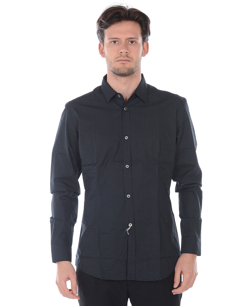 Camicia Cotone Nero Chiaro Daniele Alessandrini - mem39