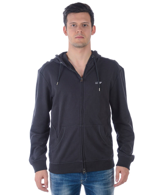 Felpa Blu con Zip e Cappuccio Armani Jeans AJ - mem39