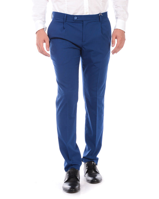 Pantaloni Blu Daniele Alessandrini 50 con Chiusura Zip - mem39