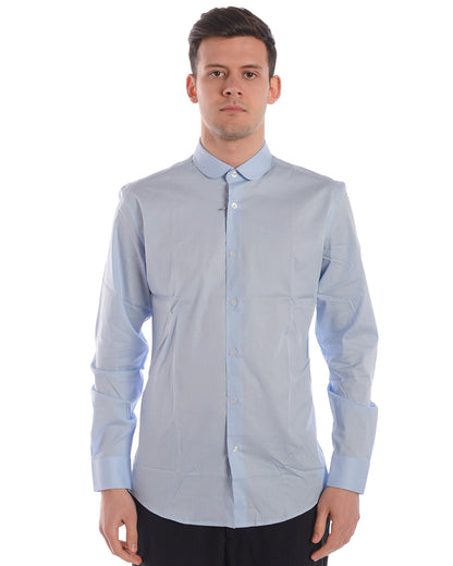 Camicia Celeste Cotone Elasticizzato Daniele Alessandrini - mem39