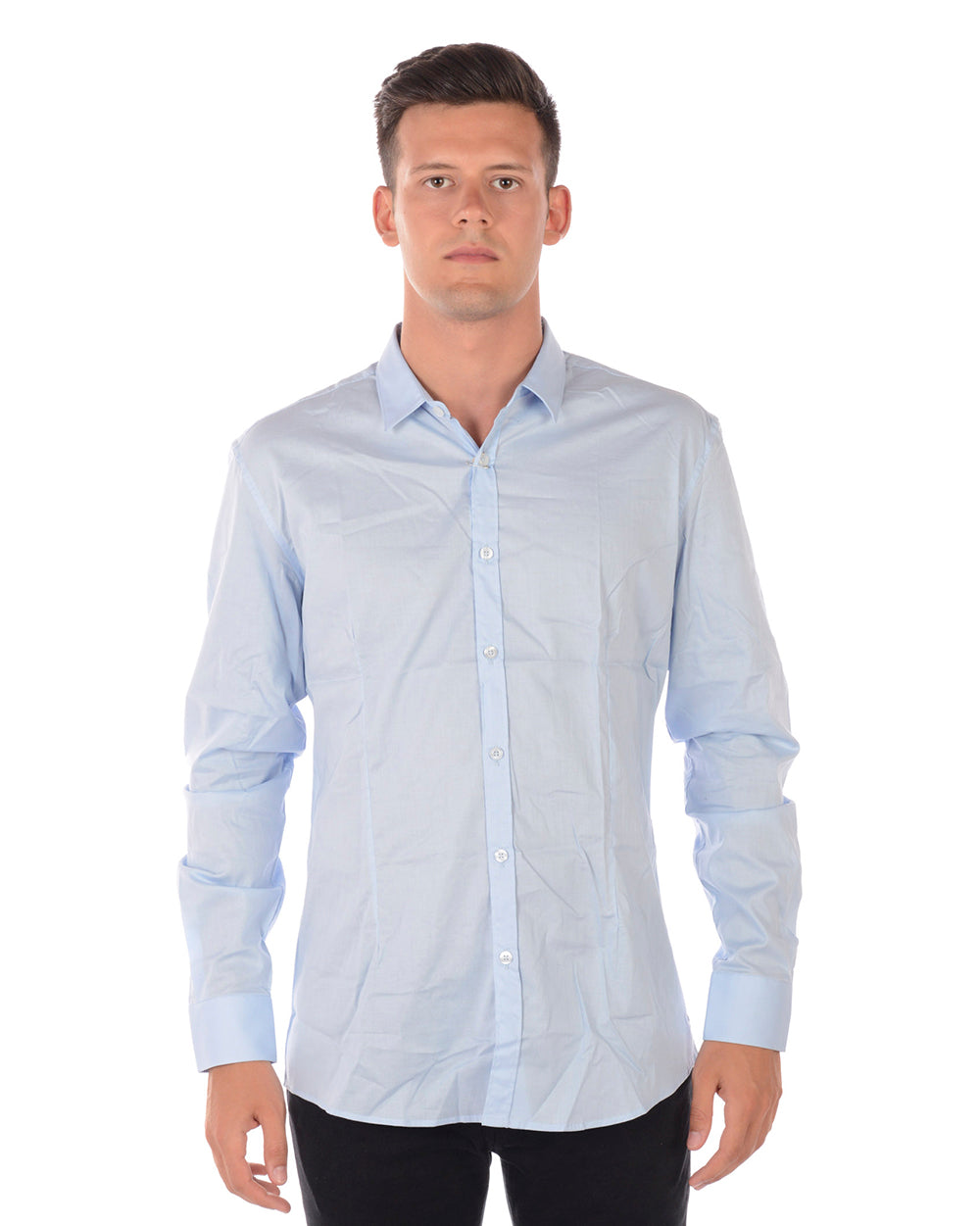 Camicia Daniele Alessandrini Azzurra con Elastan - mem39