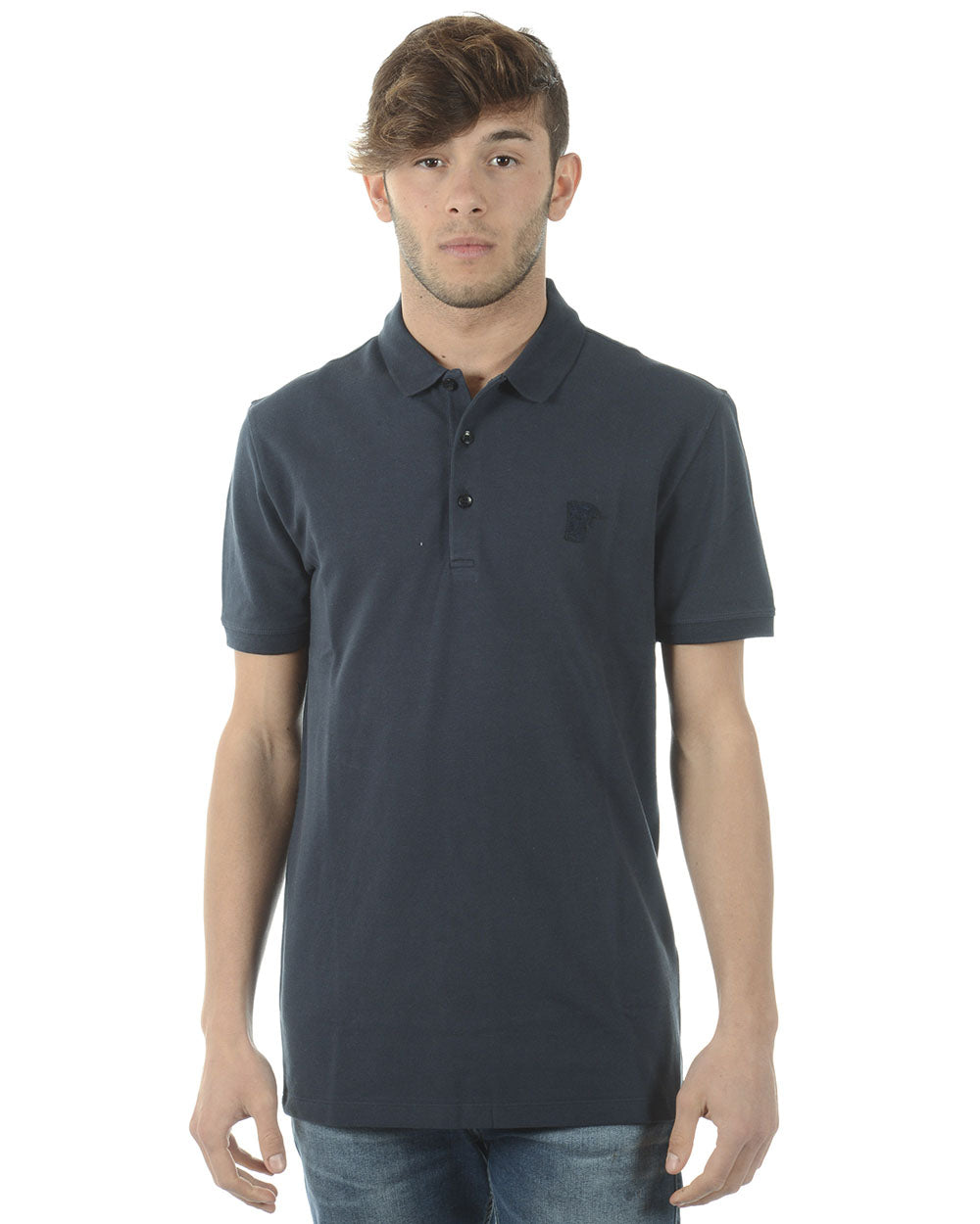 Polo Versace Blu Navy in Cotone di Alta Qualità - mem39