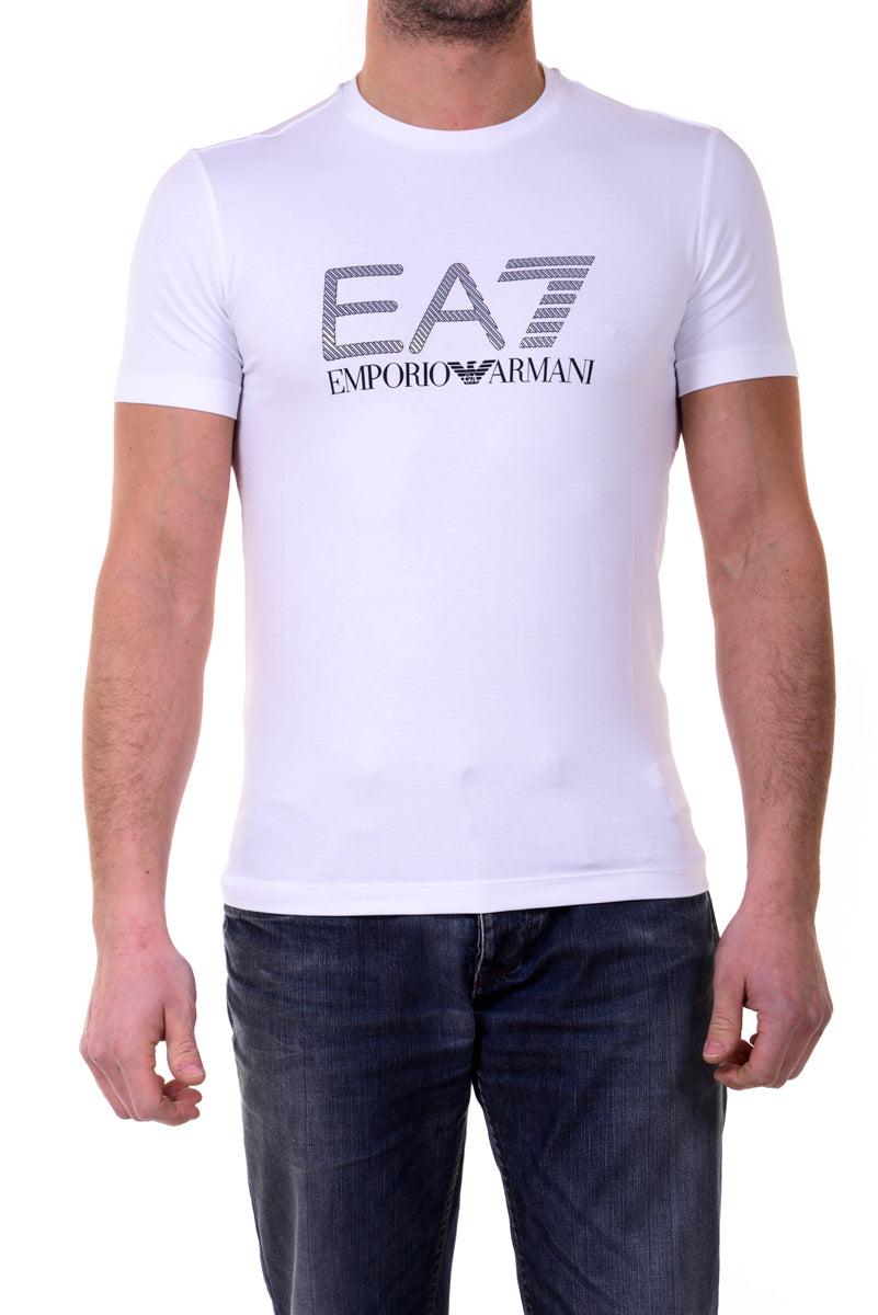 T-shirt Bianca con Logo EA7 Emporio Armani - mem39