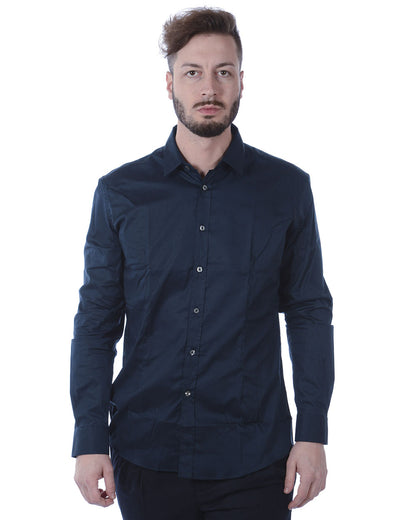 Camicia Blu Daniele Alessandrini: Eleganza Cotone ed Elastan - mem39