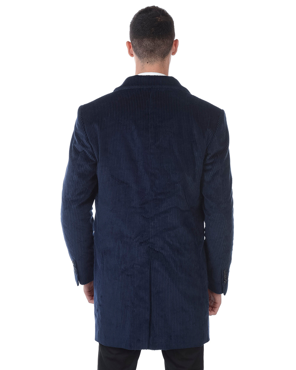 Cappotto Daniele Alessandrini Blu Elegante con Chiusura a Bottoni - mem39