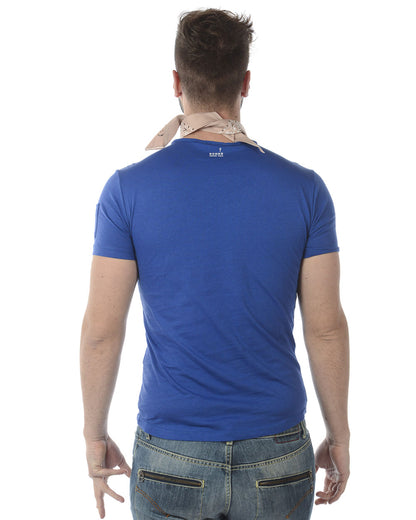 T-shirt Blu con Dettaglio Foulard - Daniele Alessandrini - mem39