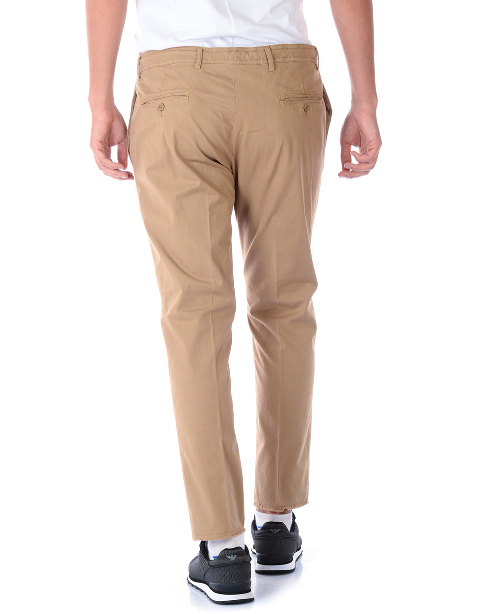 Pantaloni Daniele Alessandrini Beige Scuro con Chiusura Zip e Bottoni - mem39