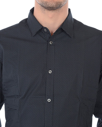 Camicia Daniele Alessandrini Cotone Nero Chiaro 38 - mem39