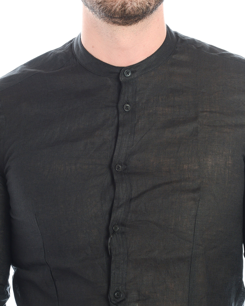 Camicia XL Nero in Lino - Daniele Alessandrini - mem39