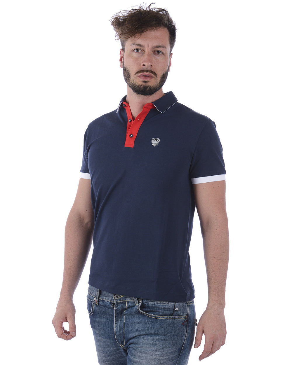 Polo Emporio Armani EA7 Blu/Rosso XL con Maniche Corte - mem39