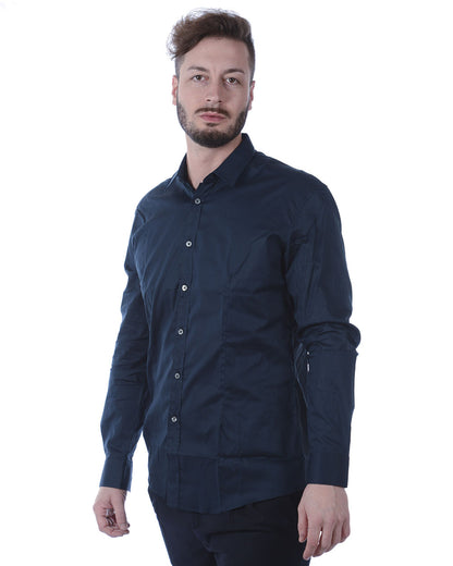 Camicia Blu Daniele Alessandrini: Eleganza Cotone ed Elastan - mem39