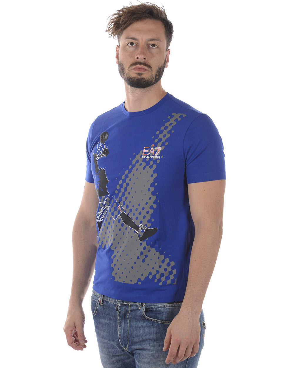 T-shirt Blu Scuro con Logo Emporio Armani EA7 - mem39