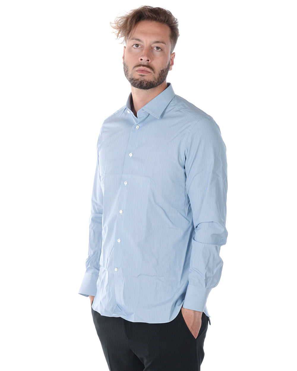 Camicia Zegna Azzurro Cotone Manica Lunga - mem39