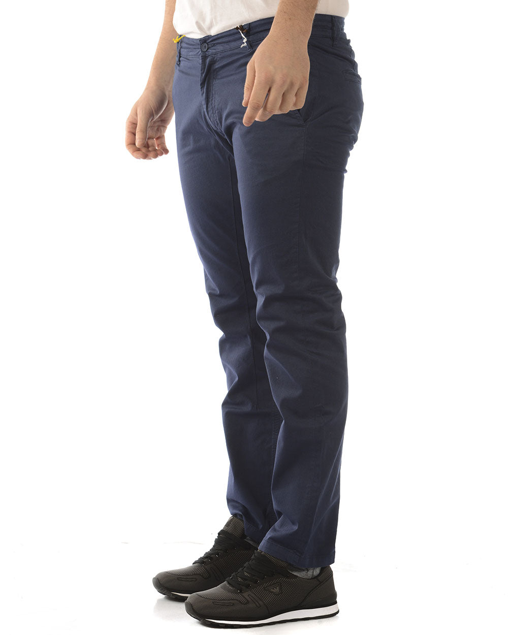 Pantaloni Daniele Alessandrini Blu Scuro con Zip e Bottone - mem39