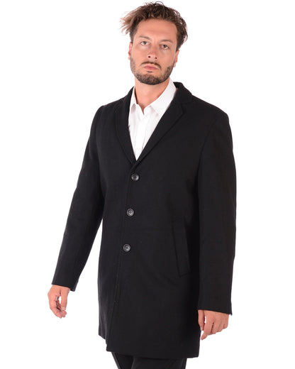 Cappotto elegante in Lana e Poliestere Daniele Alessandrini NERO - mem39