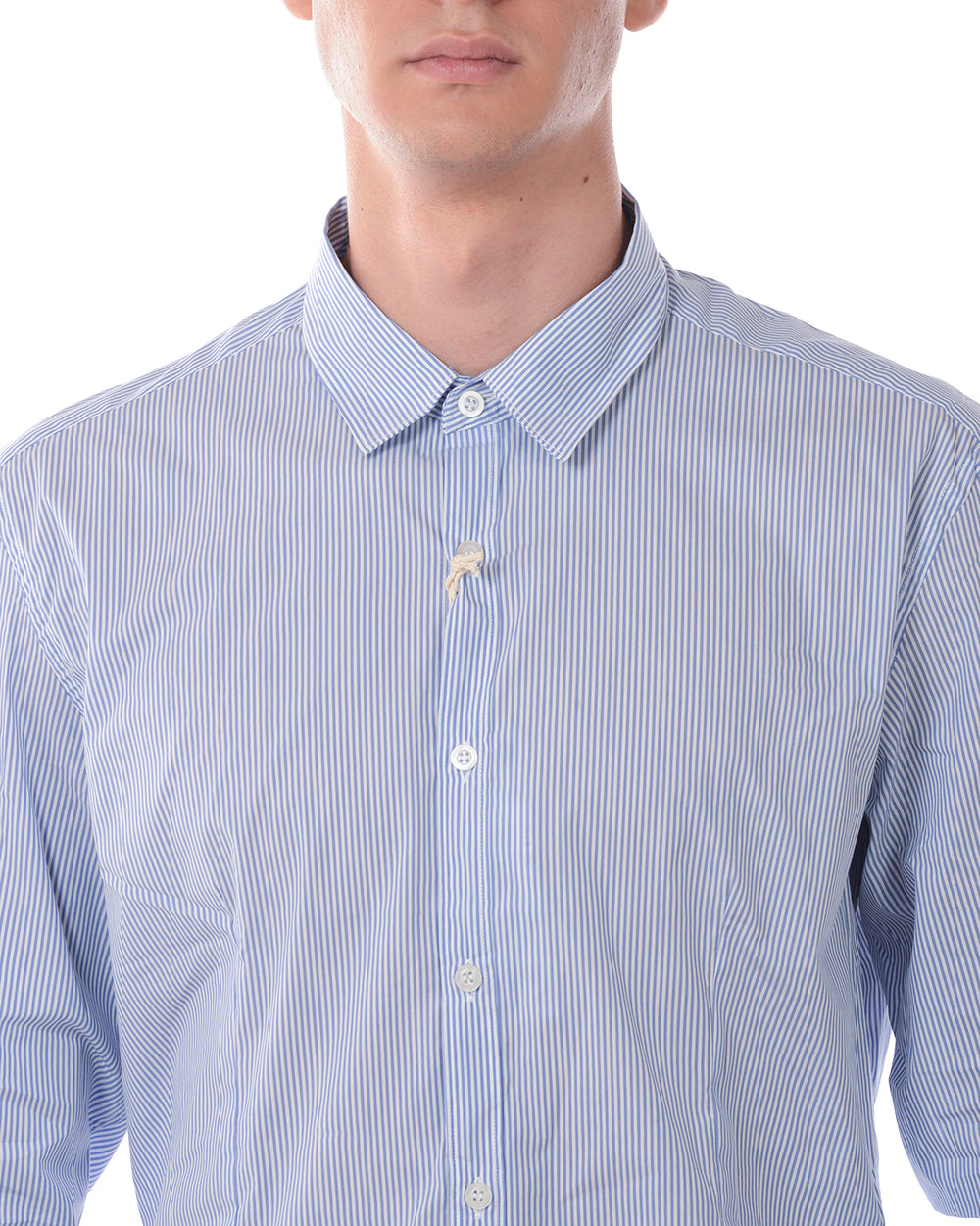 Camicia Daniele Alessandrini Bianca/Blu con Maniche Lunghe - mem39