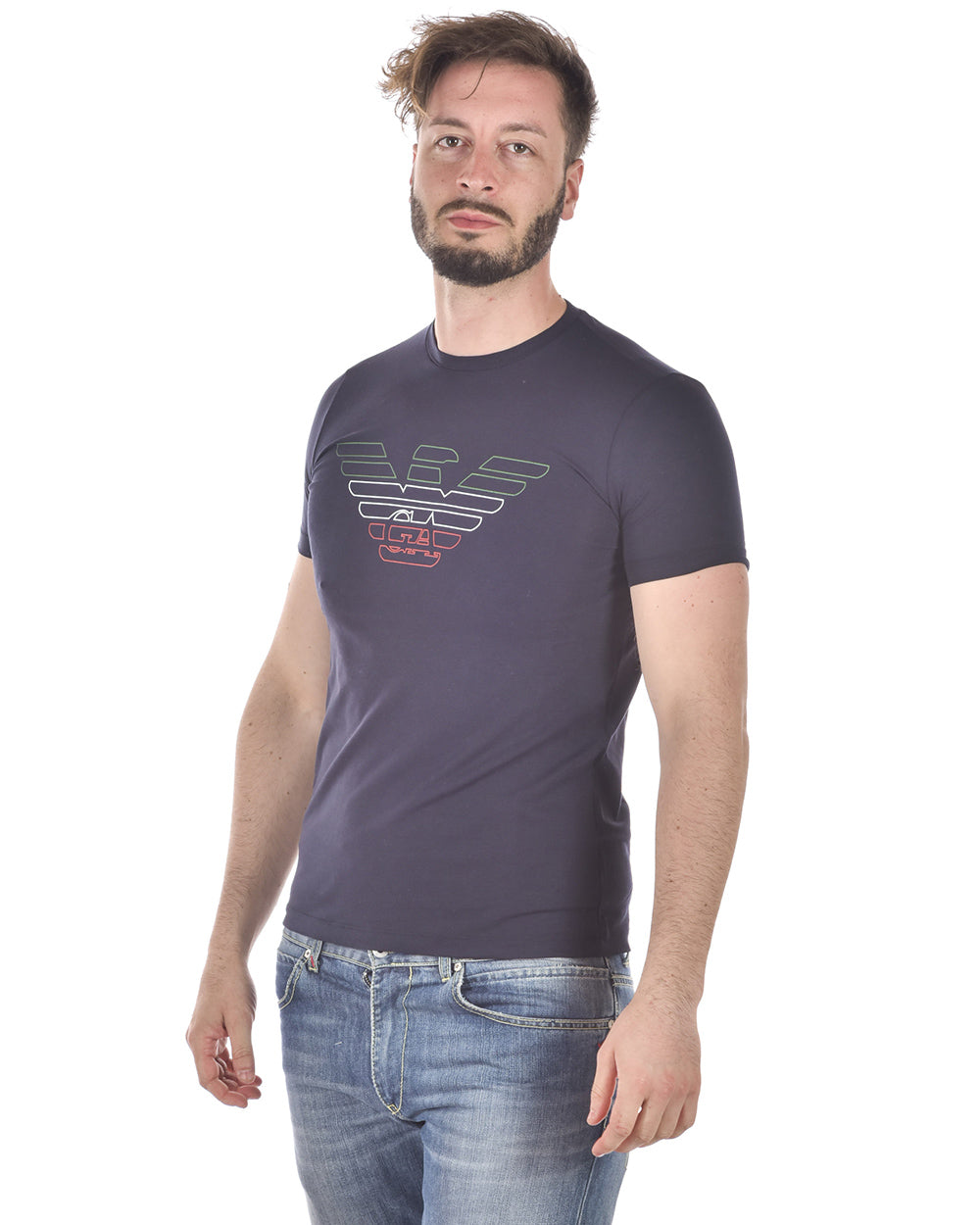 T-shirt Emporio Armani Blu in Cotone ed Elastan - mem39