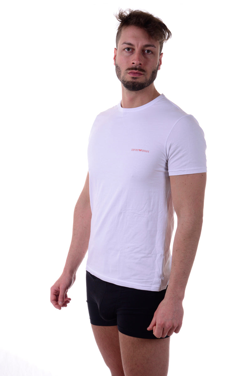 T-shirt Bianco Scuro in Cotone e Elastan Emporio Armani - mem39