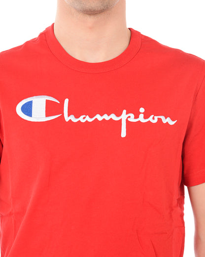 Maglietta Champion Rosso Scuro con Logo Ricamato - mem39