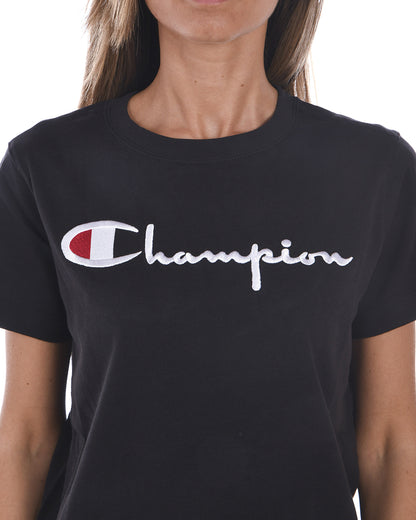 Maglietta Champion Logo Ricamato - Nera - mem39