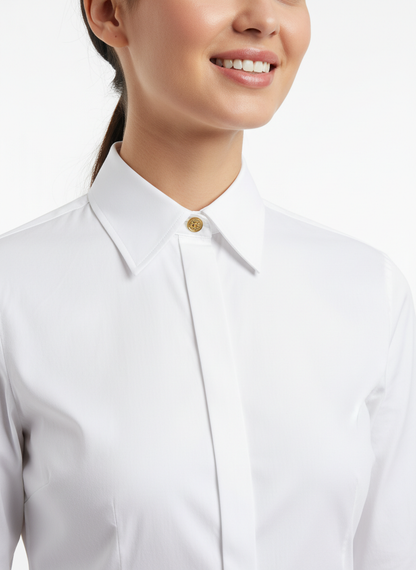 Elisabetta Franchi camicia in cotone con dettaglio logato bianco