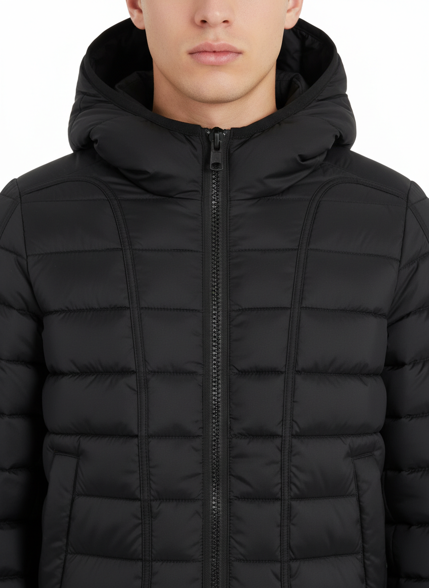 Diesel giubbino imbottito trapuntato con cappuccio nero