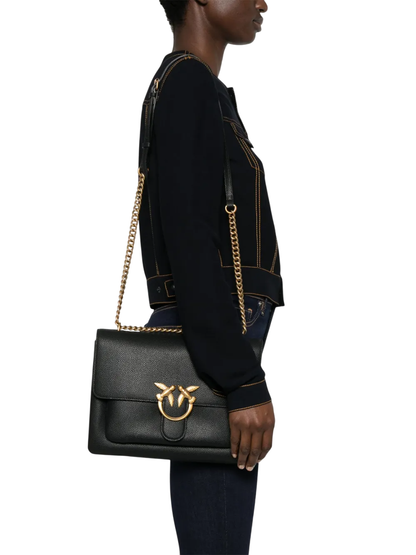 Pinko borsa Love Bag One Soft Big in pelle martellata nero oro