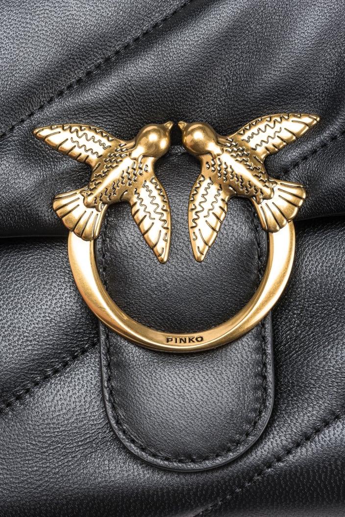 Pinko borsa Love Bag Puff Classic in pelle trapuntata nero oro