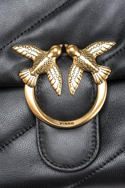 Pinko borsa Love Bag Puff Classic in pelle trapuntata nero oro