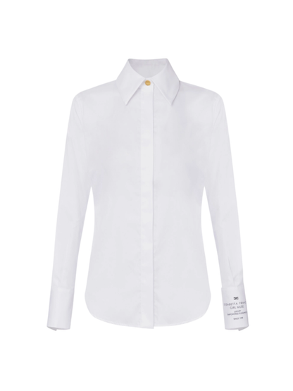 Elisabetta Franchi camicia in cotone con dettaglio logato bianco