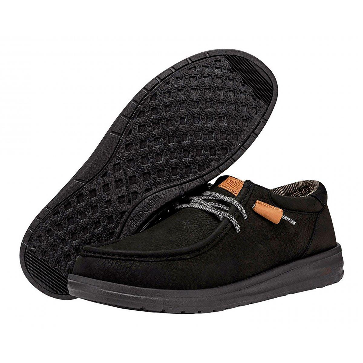 Hey Dude mocassini Wally Grip in pelle nero