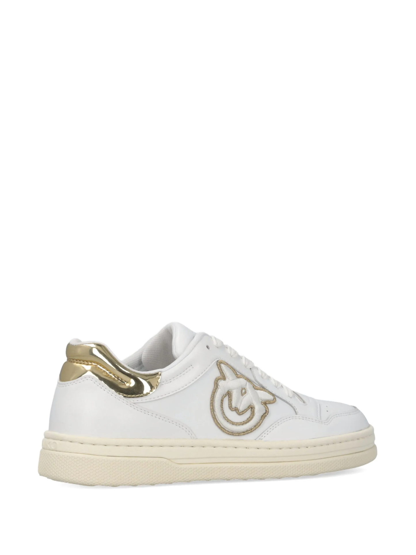 Pinko sneakers Mandy in pelle con logo Love Birds bianco oro