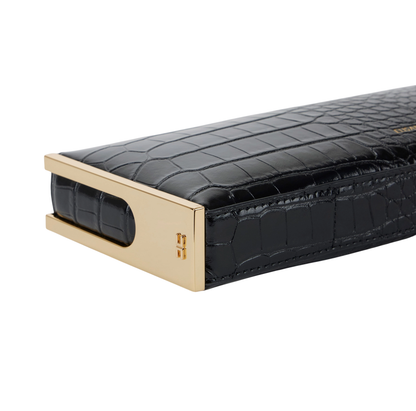 Elisabetta Franchi pochette baguette in ecopelle coccodrillo nero