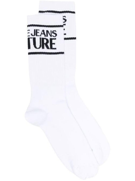 Versace Jeans Couture calzini in spugna con logo bianco